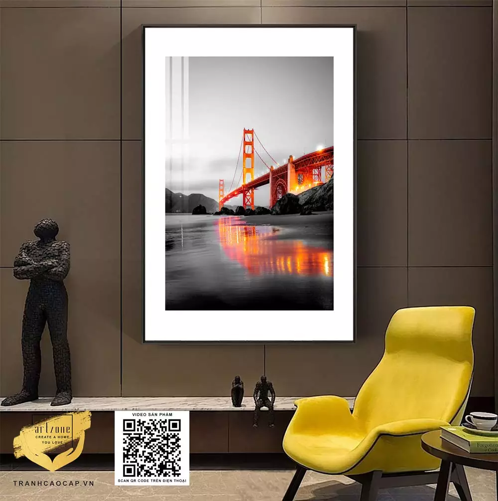 Tranh Mica phong cảnh cầu New York trong phòng khách