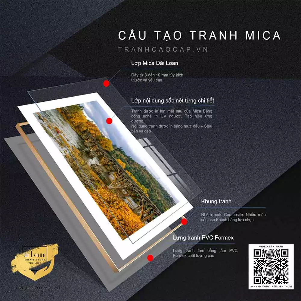 Chi tiết tranh Mica Cầu Sắt Cũ Mùa Thu