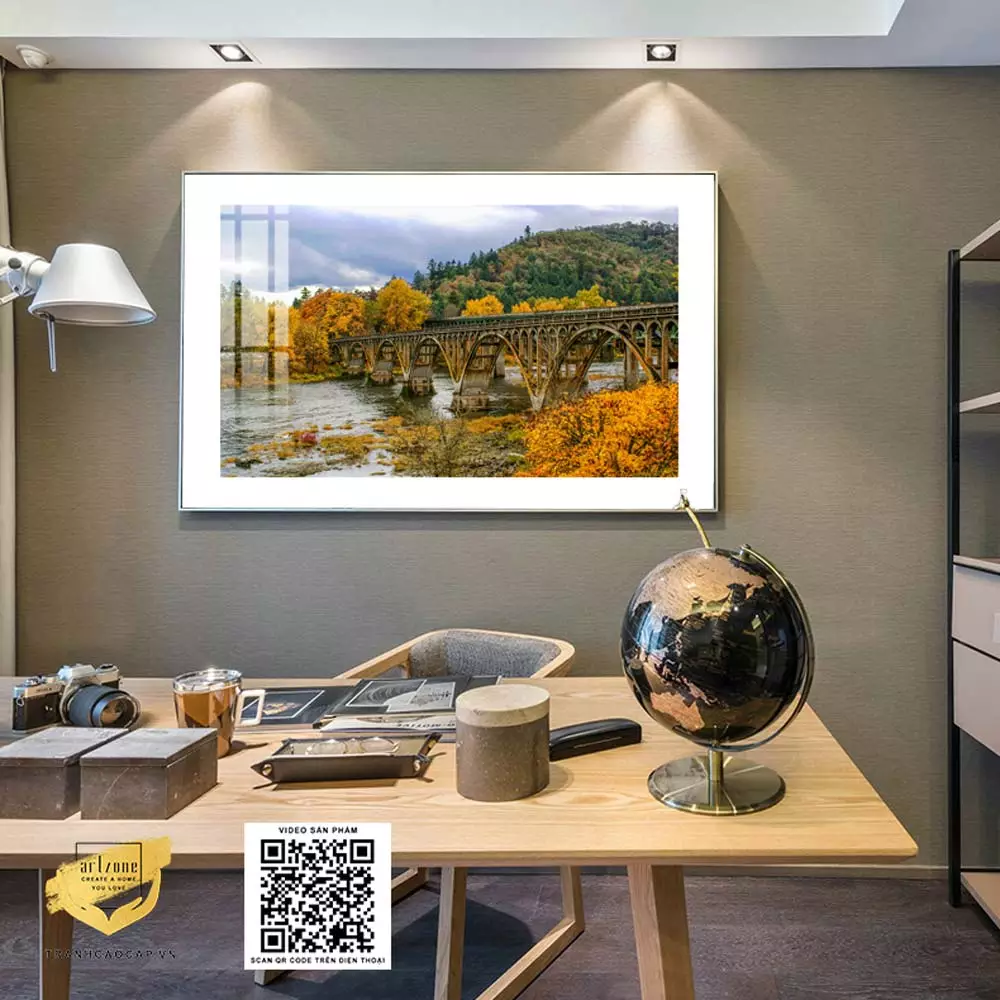 Khung tranh Composite cho tranh Mica Cầu Sắt Cũ Mùa Thu
