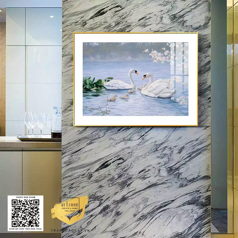 Tranh Mica Phong Cảnh với khung tranh composite