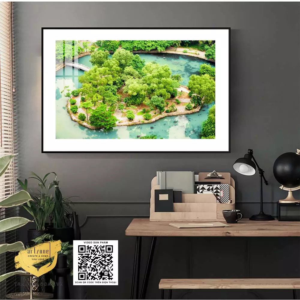 Tranh Mica Phong cảnh Hồ nước trong công viên
