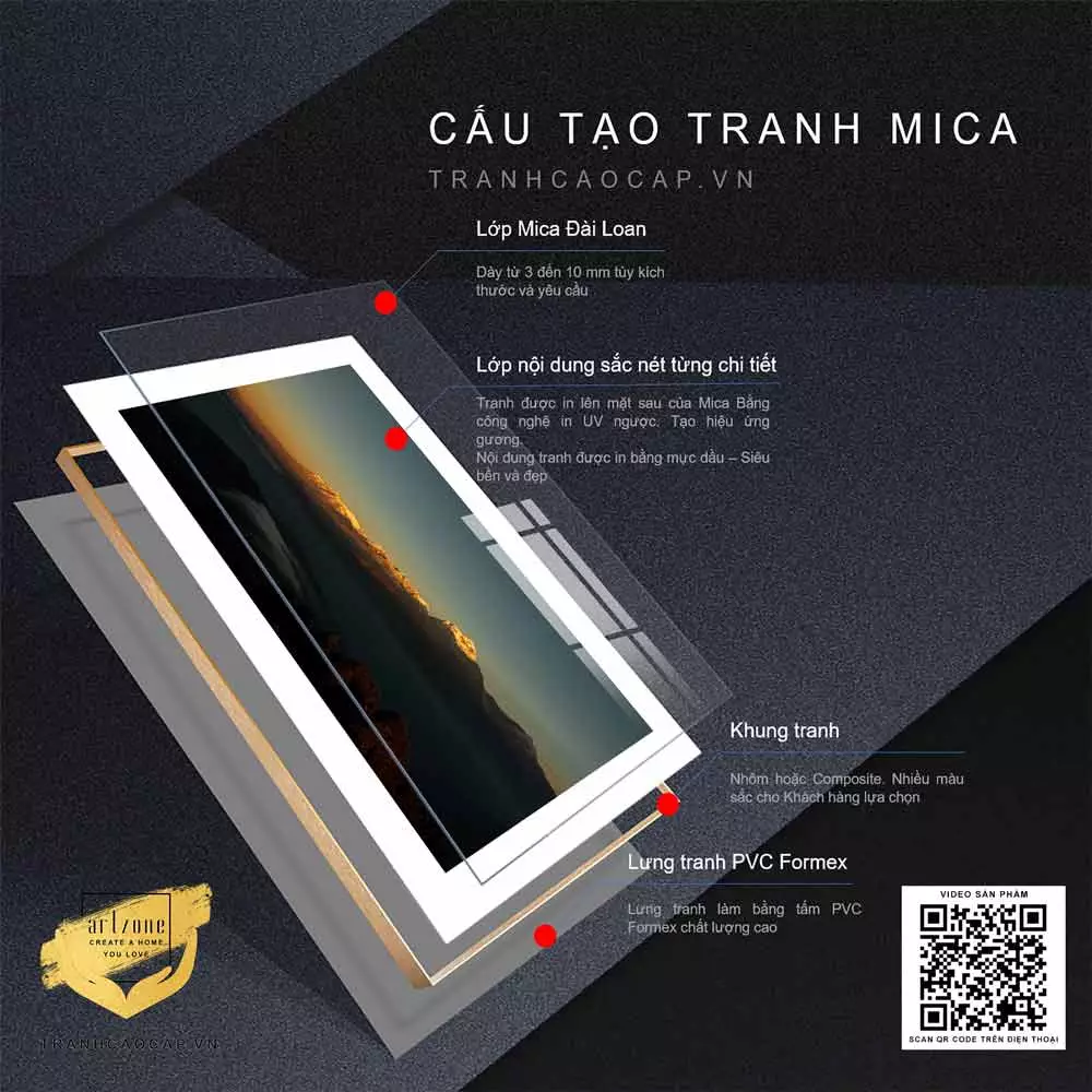 Các loại khung tranh cho tranh Mica Phong cảnh