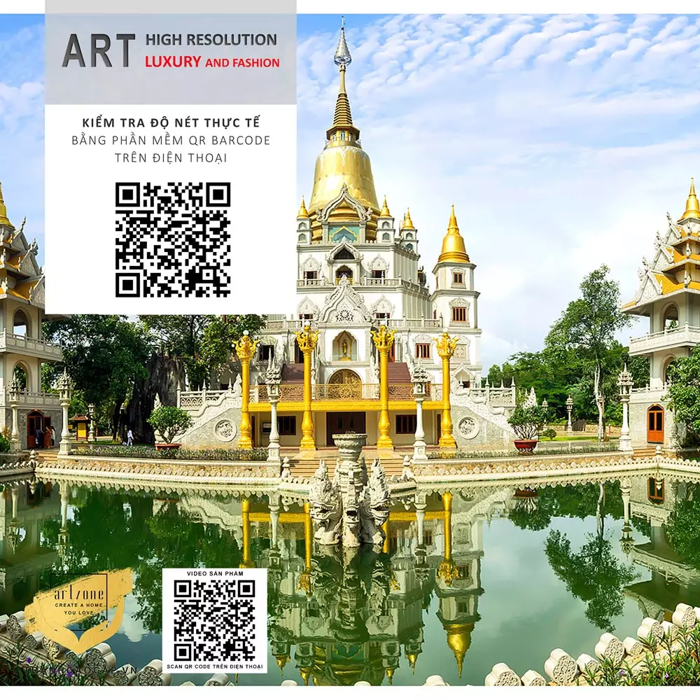 Tranh Mica phong cảnh kiến trúc Thái Lan cho không gian sống sang trọng
