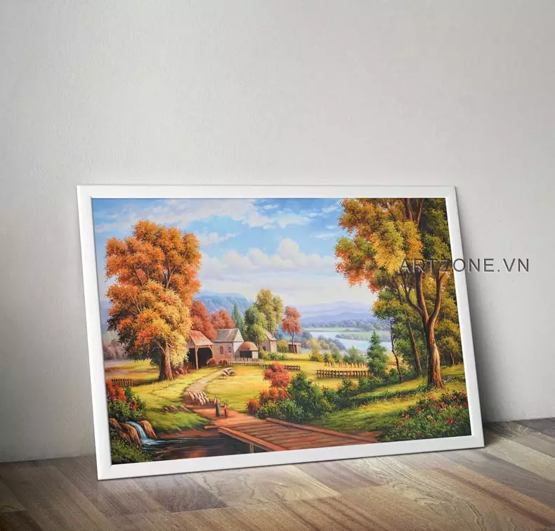 Tranh Mica Phong cảnh Làng quê Việt Nam AZ1-0072 Series