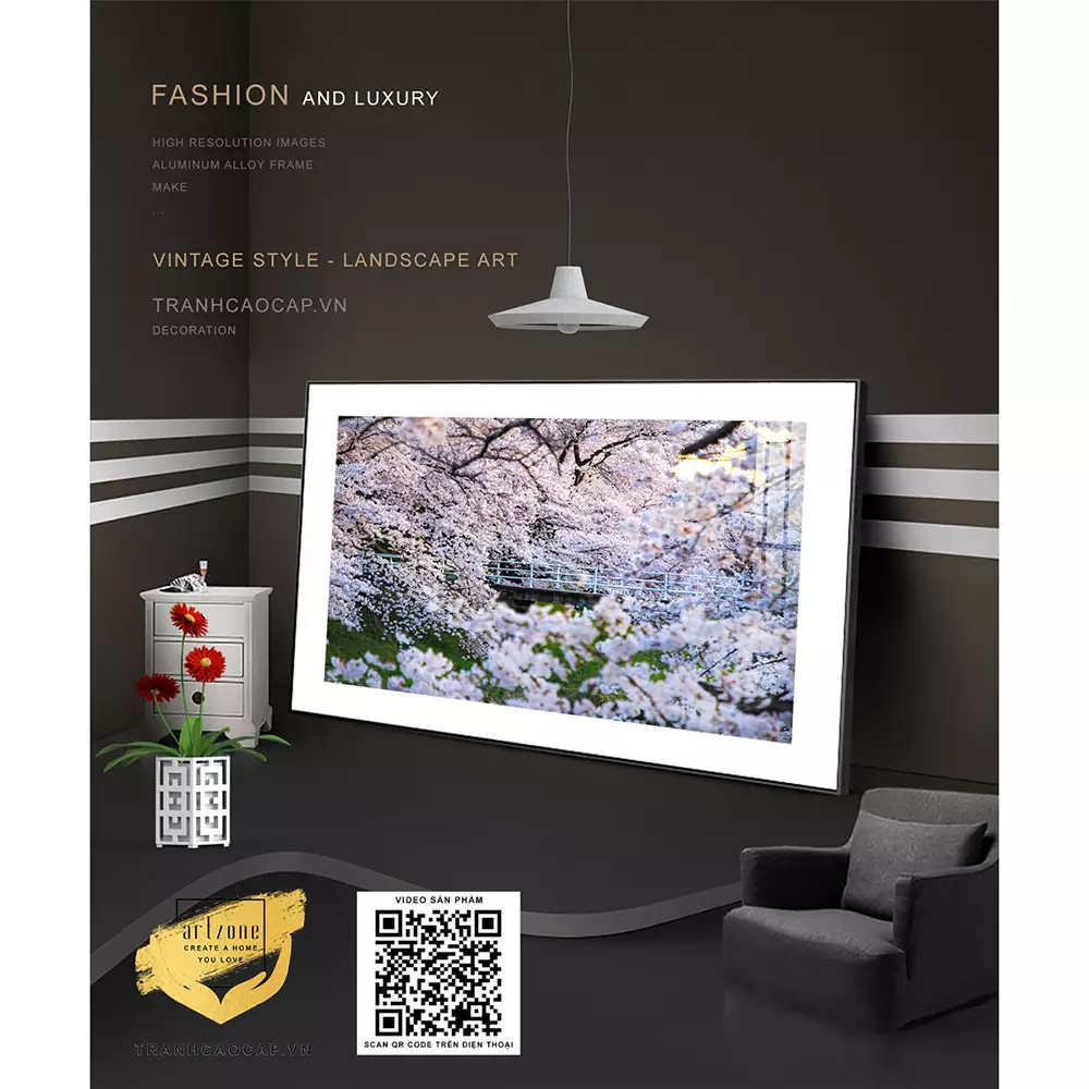 Tranh Mica phong cảnh AZ1-1080 trong phòng ngủ