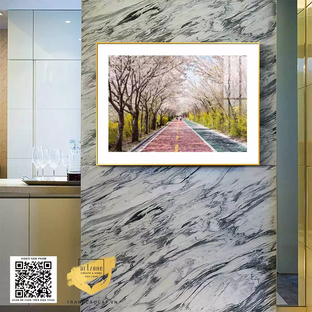 Bố cục treo tranh Mica phong cảnh hợp lý