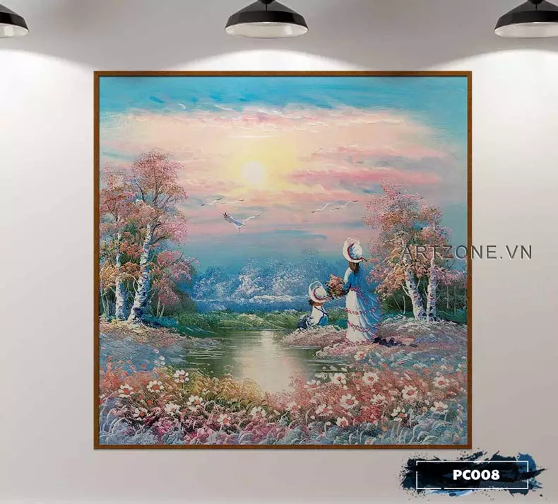 Tranh phong cảnh mùa xuân cho phòng bếp