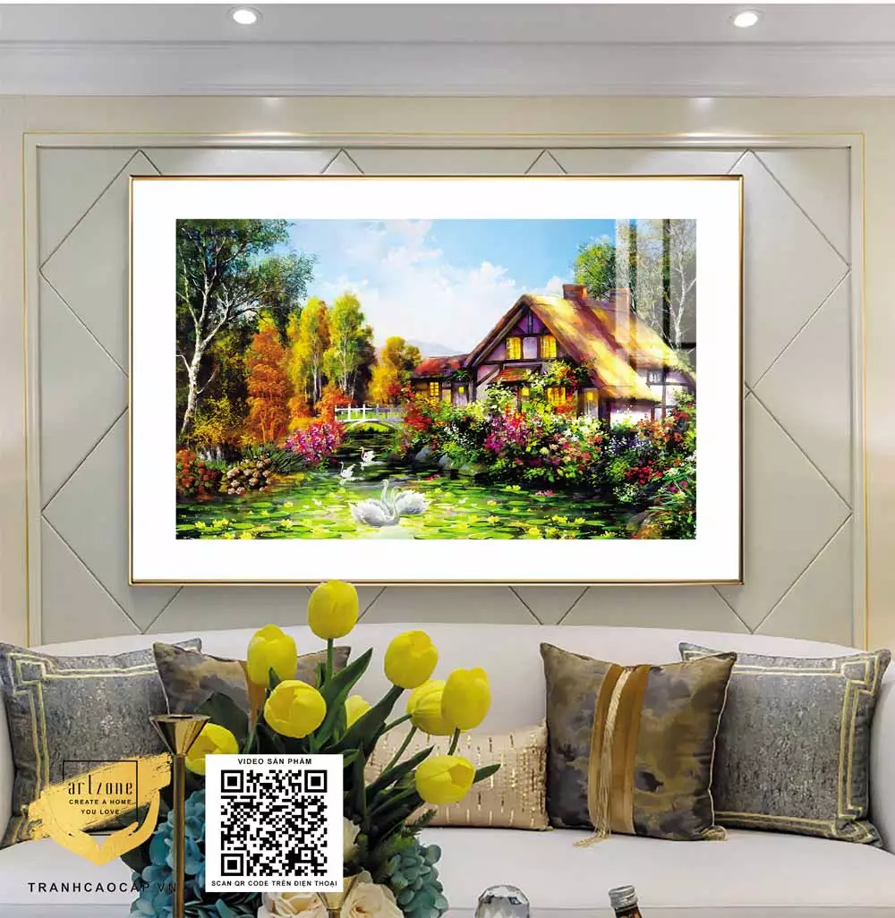 Treo tranh ở nơi có ánh sáng phù hợp