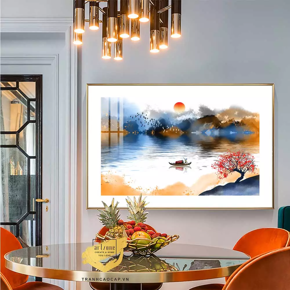 Tranh Mica Người lái đò trên sông tranh treo tường đẹp