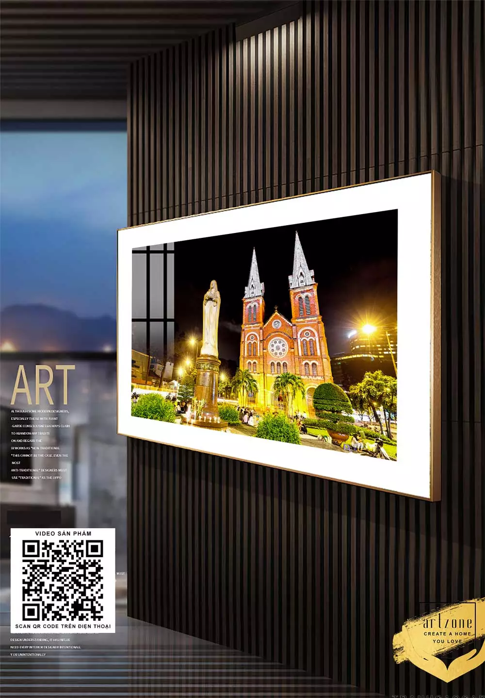 Chi tiết kiến trúc Gothic trong tranh Nhà Thờ Đức Bà Sài Gòn