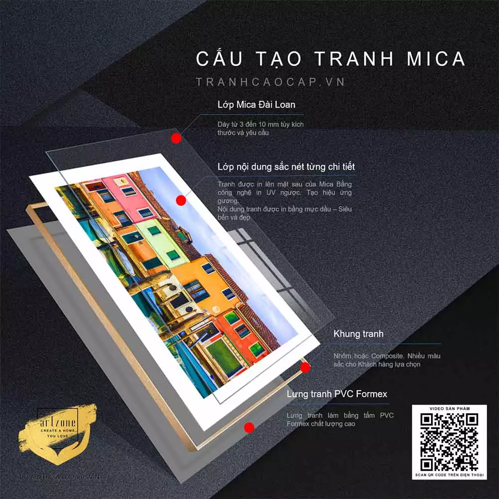 Không gian sống động với tranh Những ngôi nhà sắc màu
