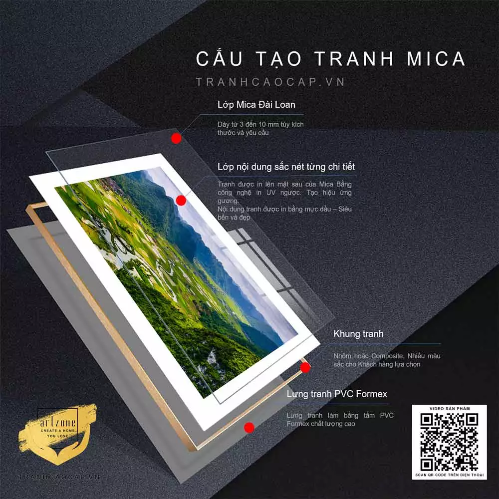 Tranh Mica Phong cảnh núi rừng Tây Bắc sự lựa chọn hoàn hảo