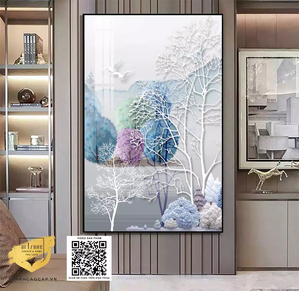 Chi tiết tranh mica phong cảnh mùa đông