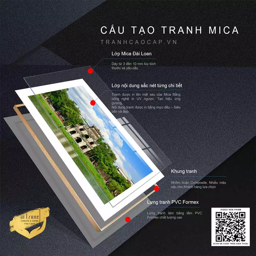 Tranh Mica Phong cảnh Tháp Rùa Hồ Gươm trong phòng làm việc