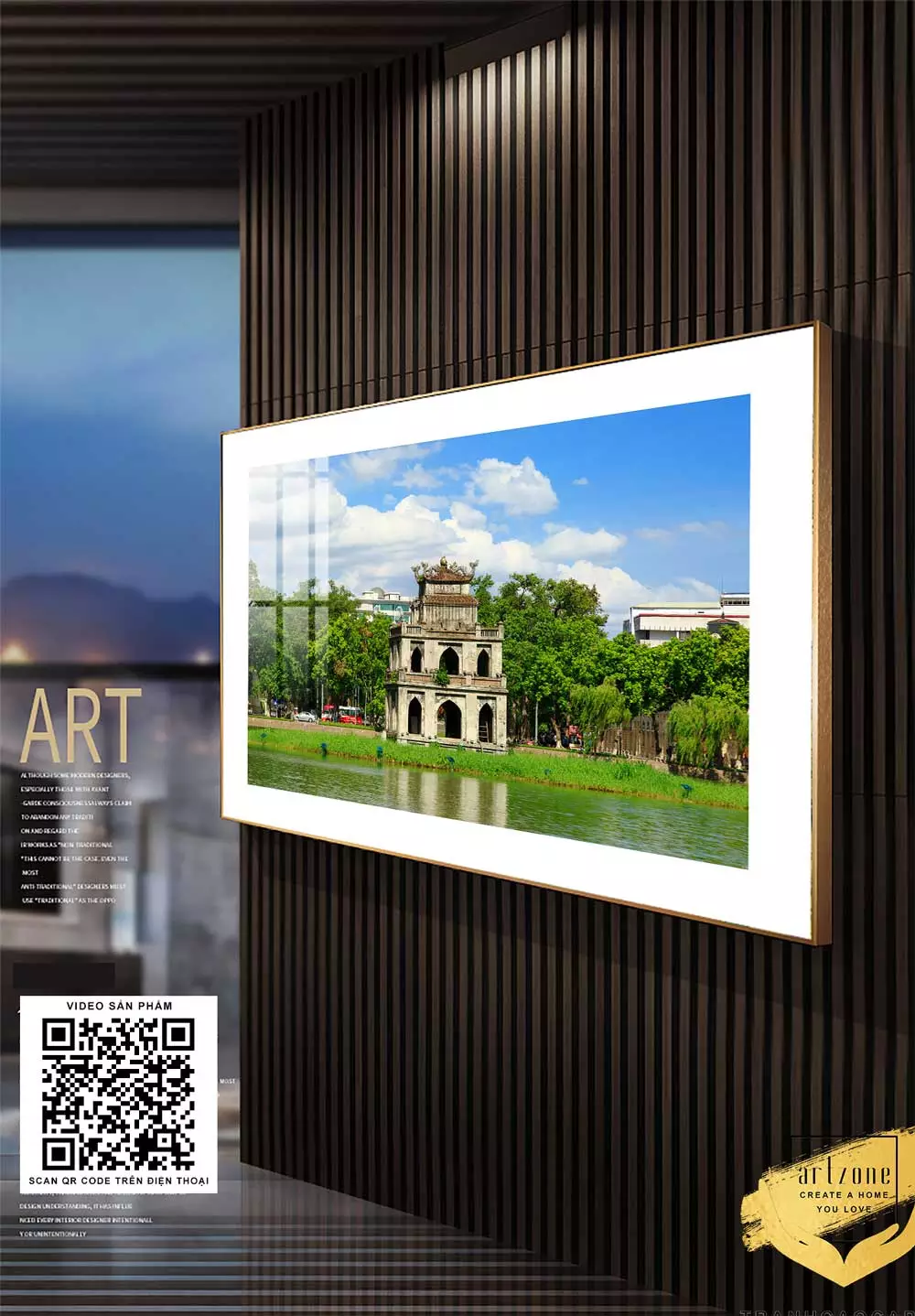Chi tiết tranh Mica Phong cảnh Tháp Rùa Hồ Gươm