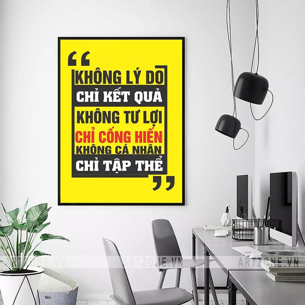 Bố cục treo tranh slogan văn phòng đẹp và hiệu quả