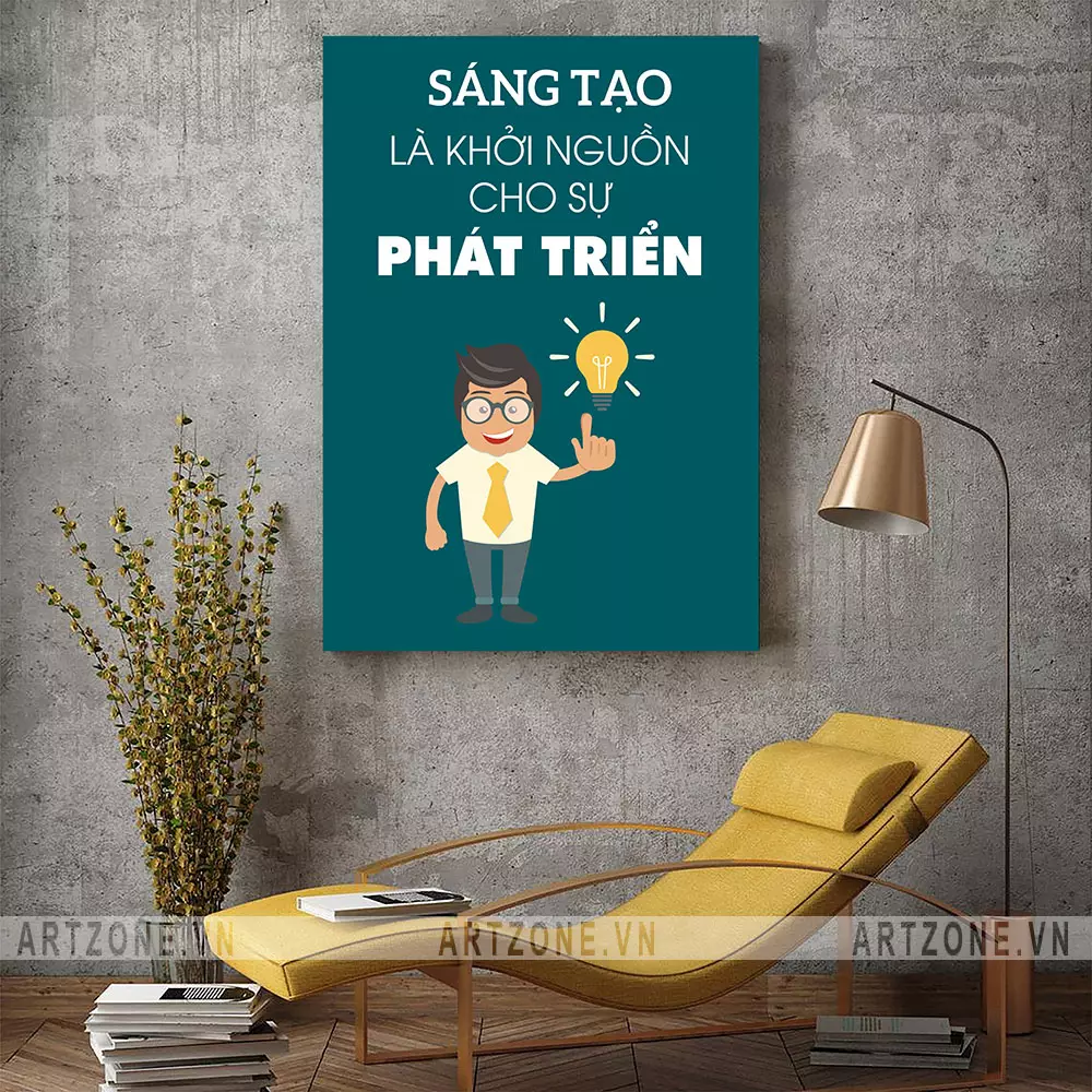 Không gian làm việc truyền cảm hứng với tranh động lực