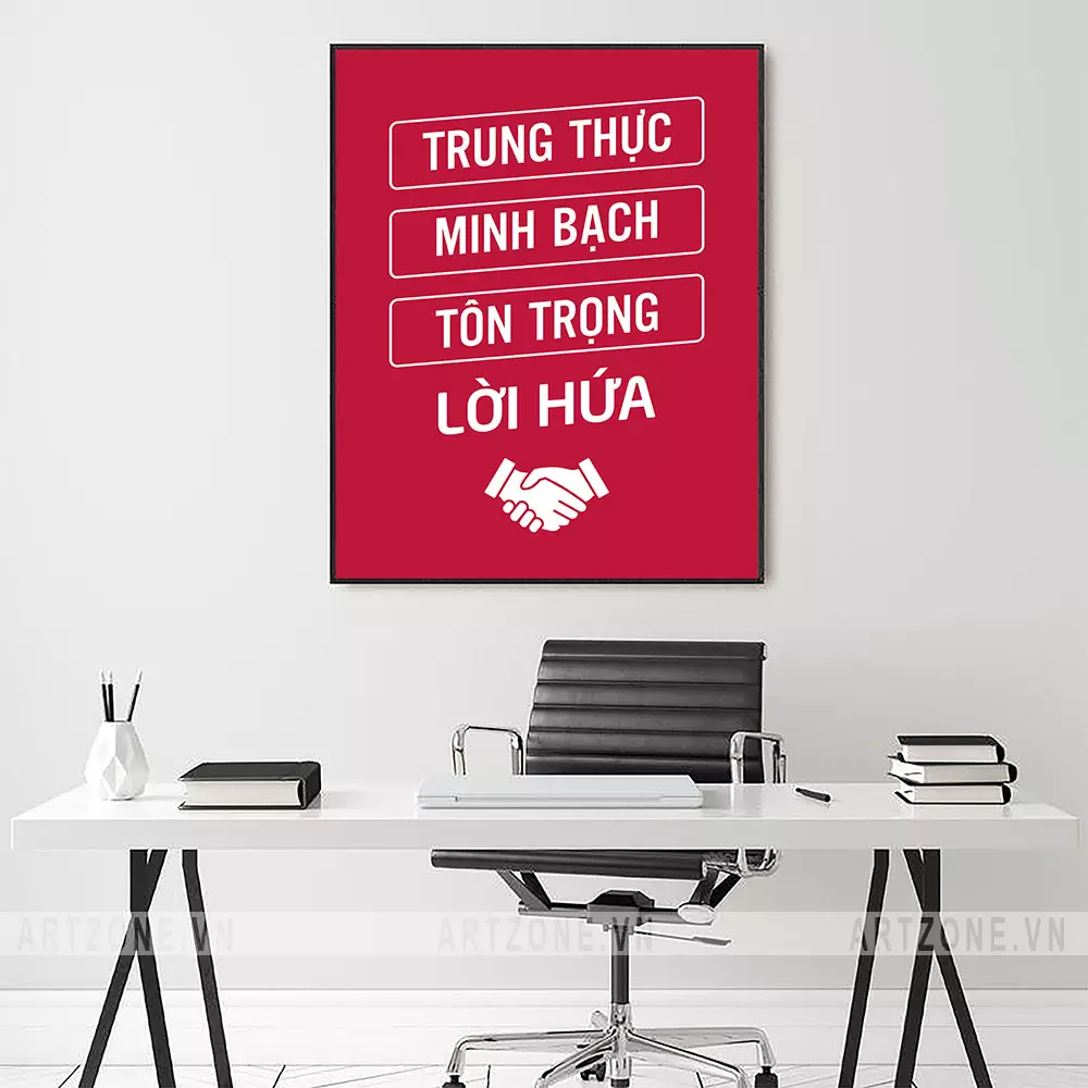 Tranh treo tường văn phòng tạo động lực Trung Thực, Minh Bạch, Tôn Trọng Lời Hứa