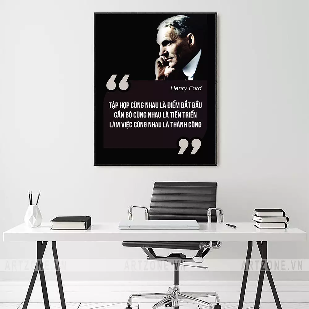 Tranh slogan trang trí văn phòng khung tranh nhôm composite chất liệu decal AZ1-0326 series