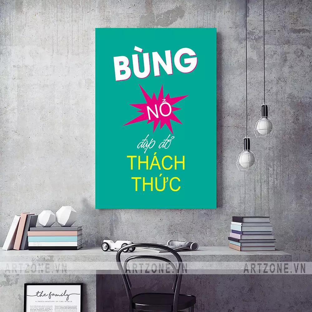 Tranh Bùng nổ đạp đổ thách thức - Biểu tượng của tinh thần chinh phục