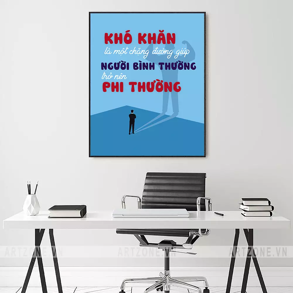 Tranh slogan tạo động lực Khó khăn là một chặng đường