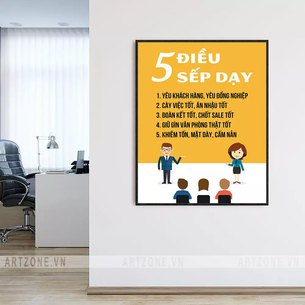 Tranh slogan văn phòng 5 điều sếp dạy