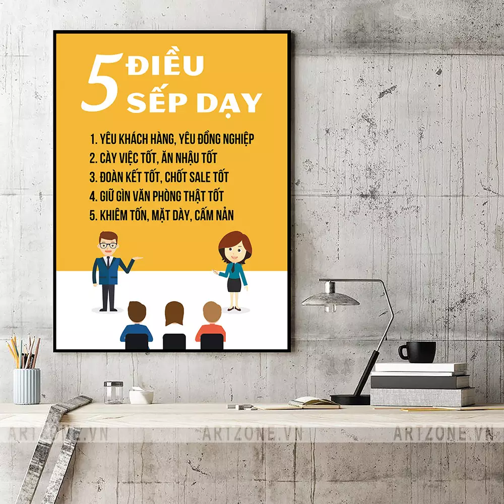 Tranh slogan văn phòng 5 điều sếp dạy
