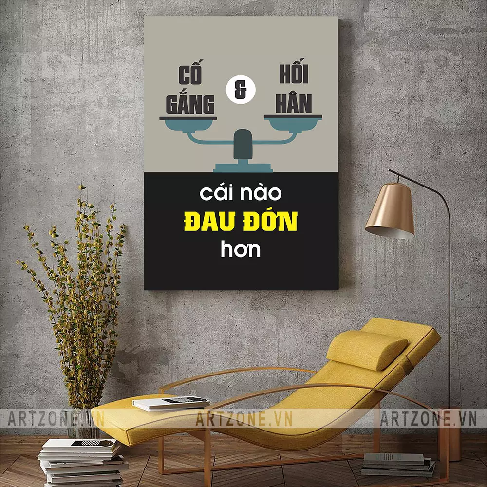 Tranh treo tường văn phòng Cố gắng & Hối hận - AZ1-0540 góc nhìn 2