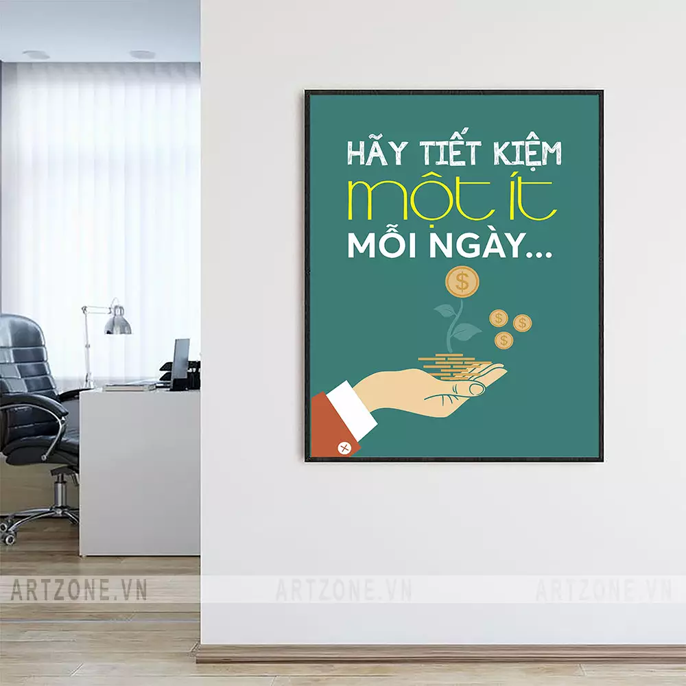 Không gian văn phòng tràn đầy cảm hứng với tranh slogan