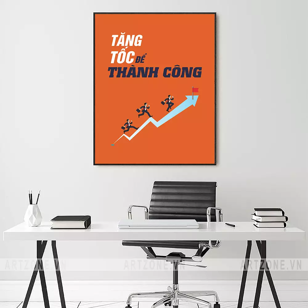 Tranh treo tường văn phòng động lực Tăng tốc để thành công AZ1-0562