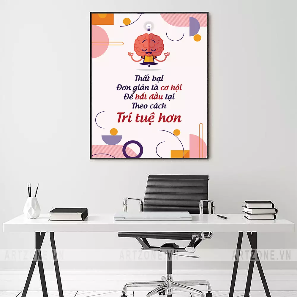Tranh treo tường văn phòng khung tranh nhôm composite chất liệu decal AZ1-0273