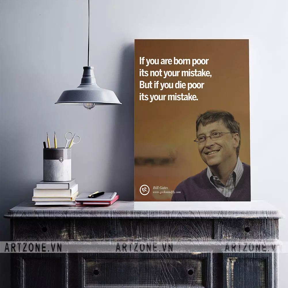 Tranh trang trí văn phòng trừu tượng với câu nói của Bill Gates