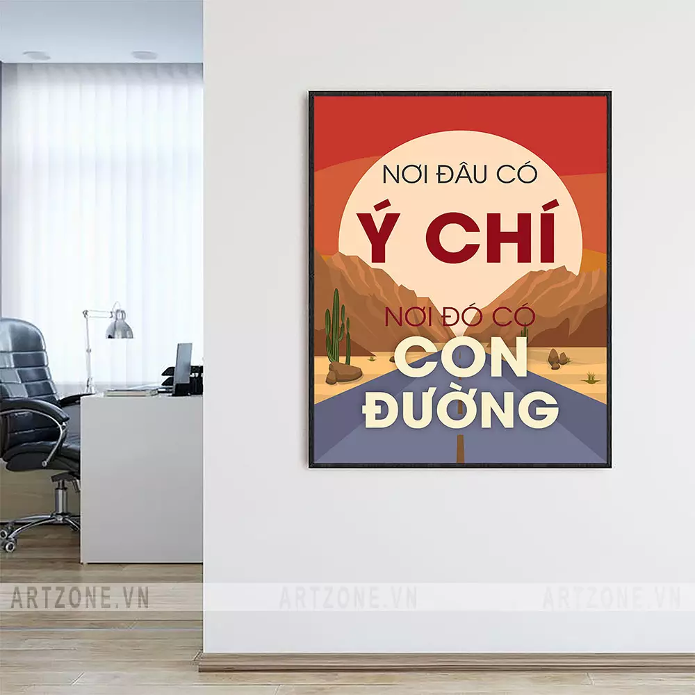 Kết hợp tranh với cây xanh tạo không gian làm việc hài hòa