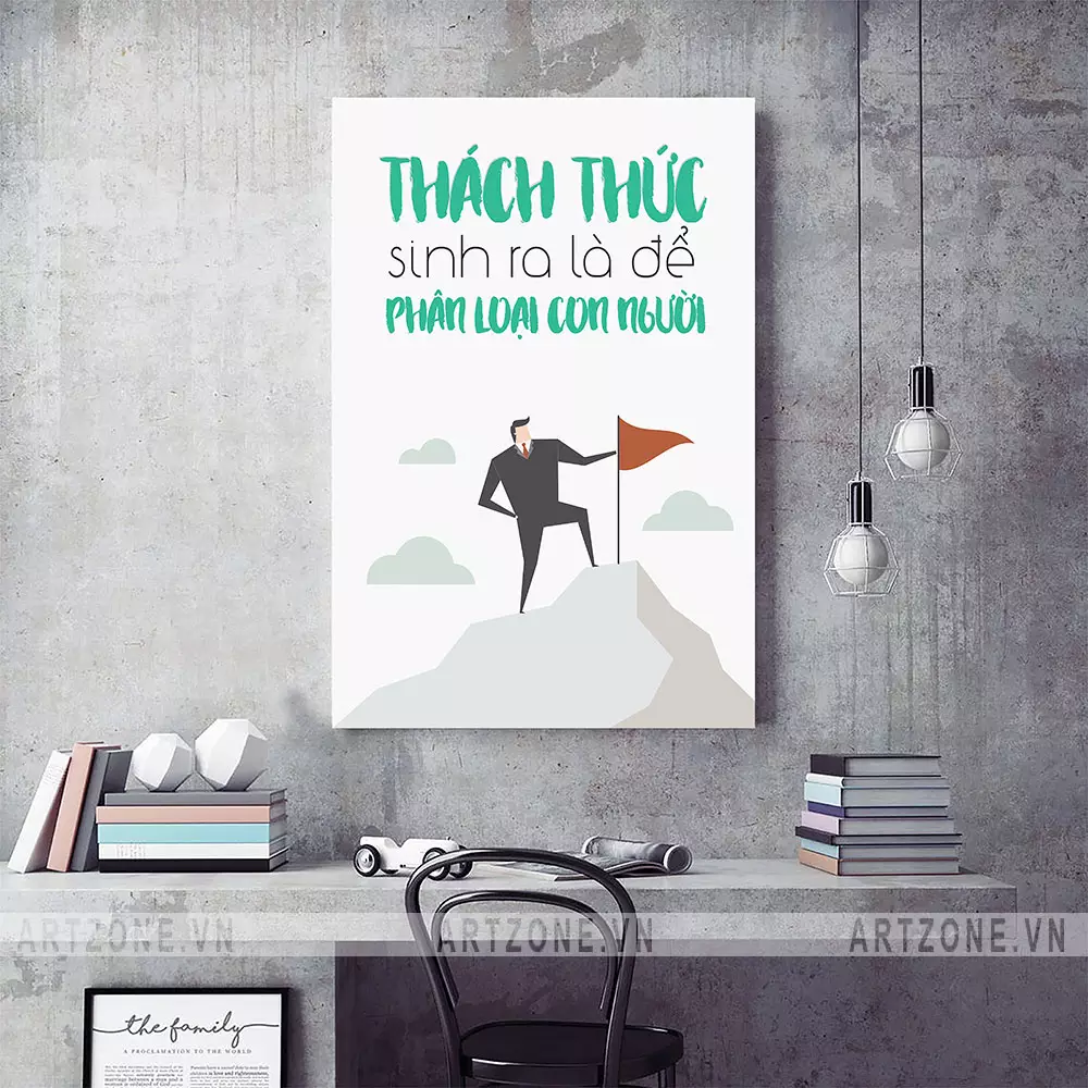 Cách bài trí tranh slogan AZ1-0550 trong văn phòng