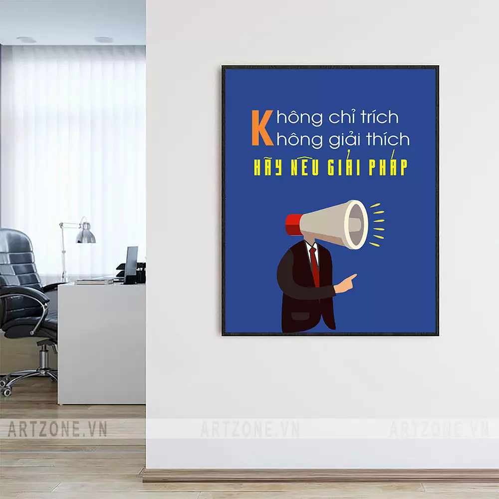 Tranh văn phòng khung nhôm composite chất liệu decal AZ1-0538