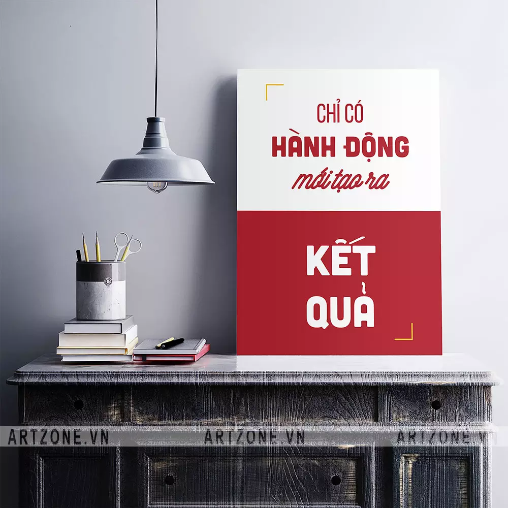 Tranh treo tường văn phòng tạo động lực 'Chỉ có hành động mới tạo ra kết quả'