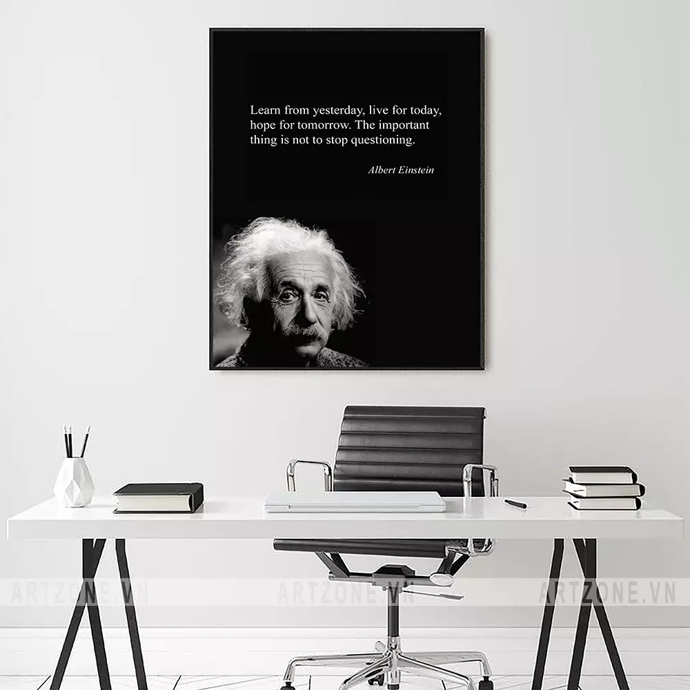 Tranh treo tường văn phòng hiện đại với câu trích dẫn của Albert Einstein