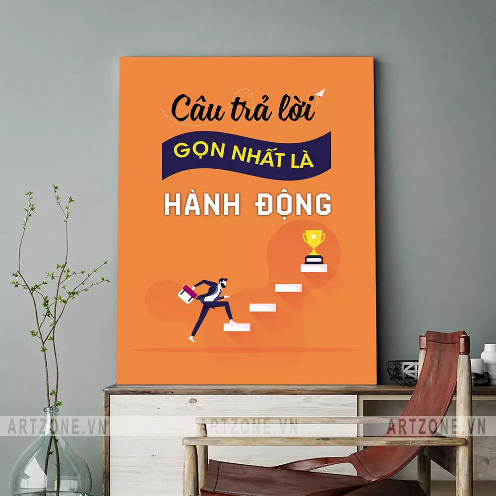 Tranh slogan 'Hành động là câu trả lời' - Trang trí văn phòng chuyên nghiệp
