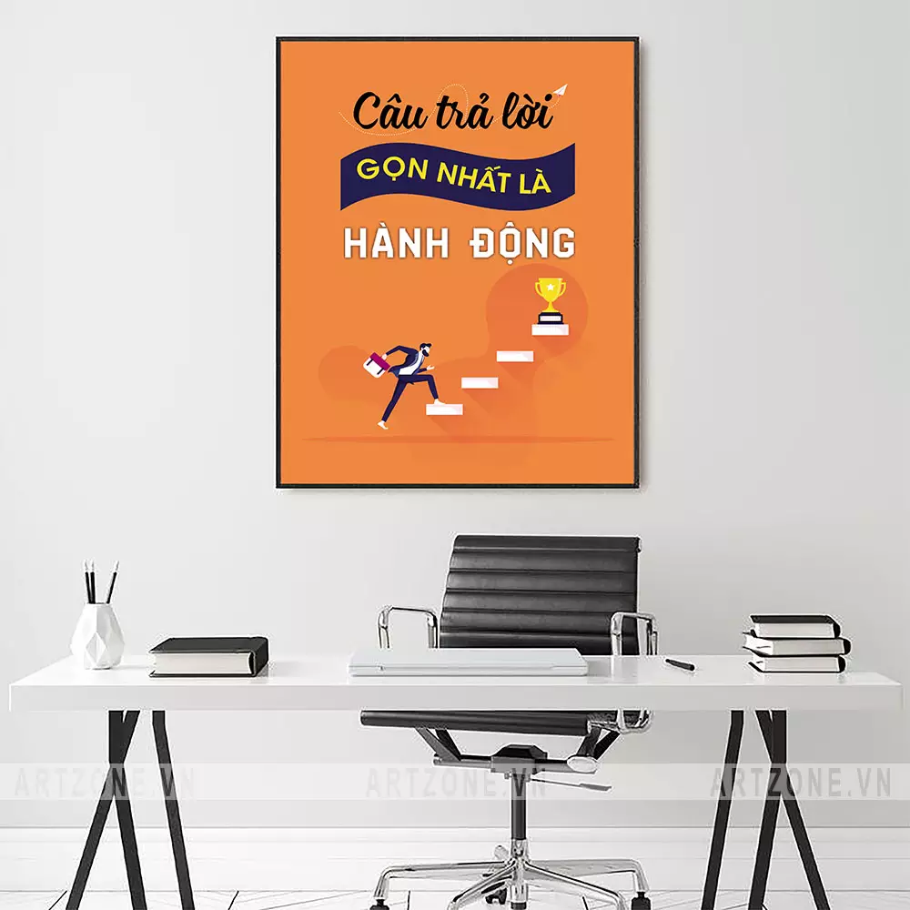 Tranh slogan 'Câu trả lời gọn nhất là hành động' AZ1-0493