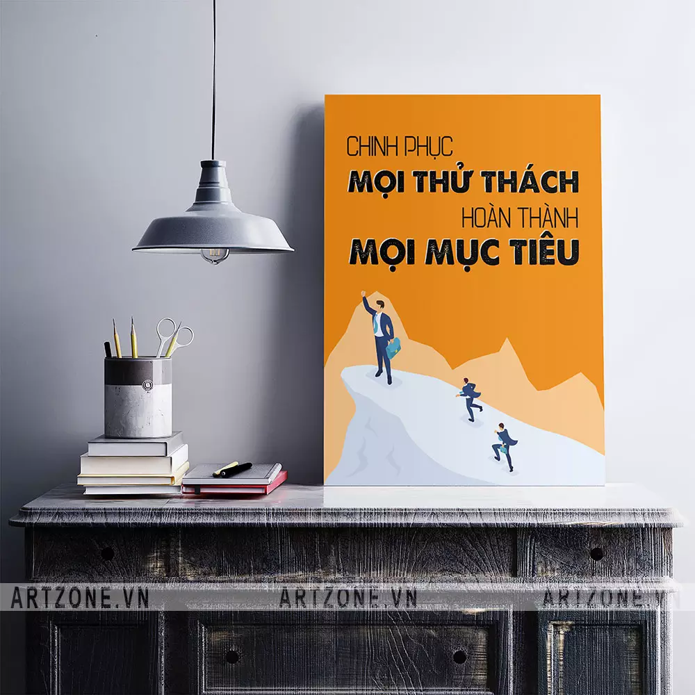 Tranh slogan treo tường văn phòng - Chinh phục mọi thử thách
