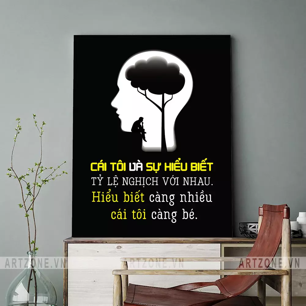 Tranh slogan treo tường văn phòng - Cái tôi và sự hiểu biết - Trang trí văn phòng đẹp