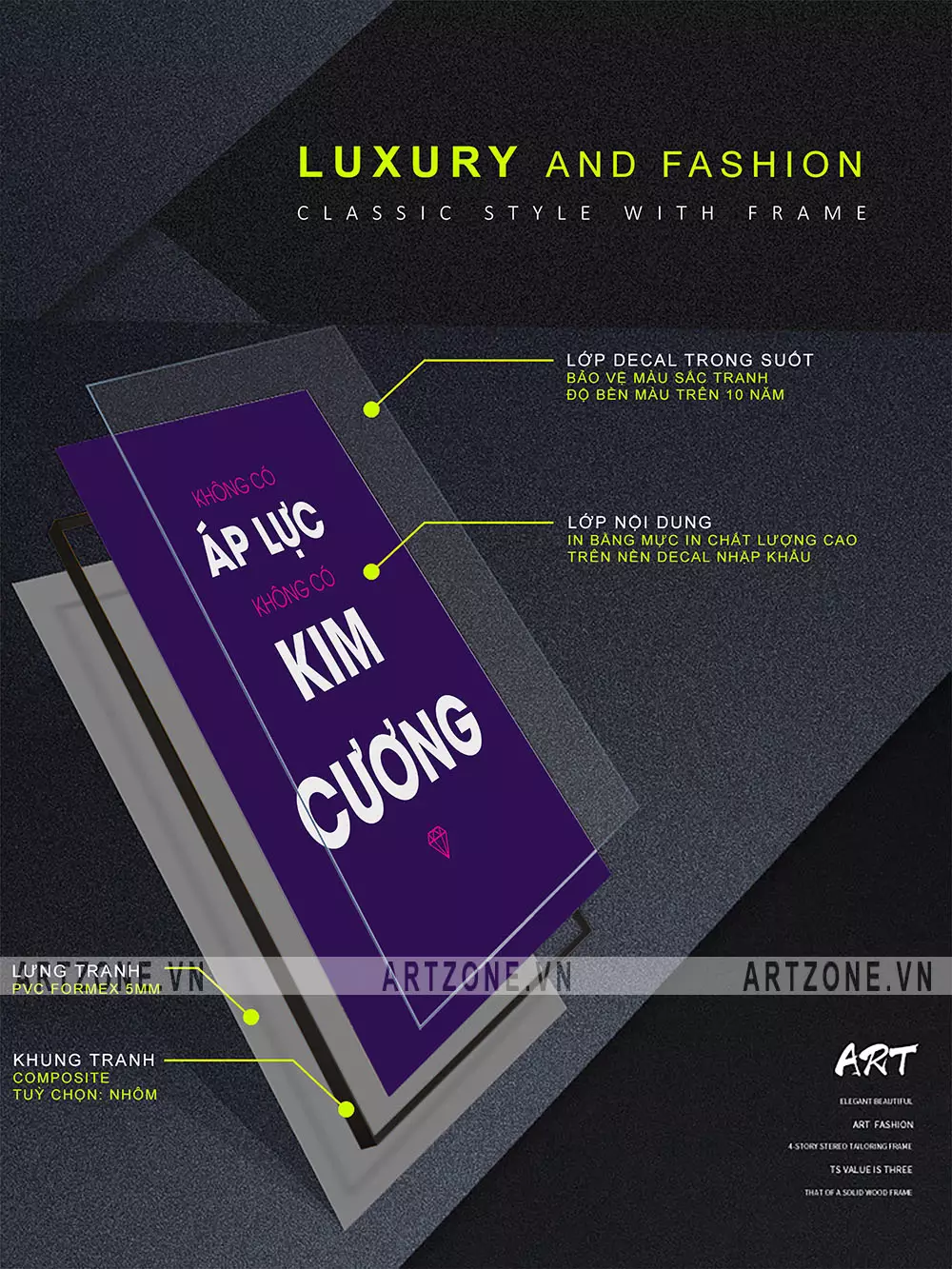 Tranh canvas văn phòng Không áp lực, không kim cương