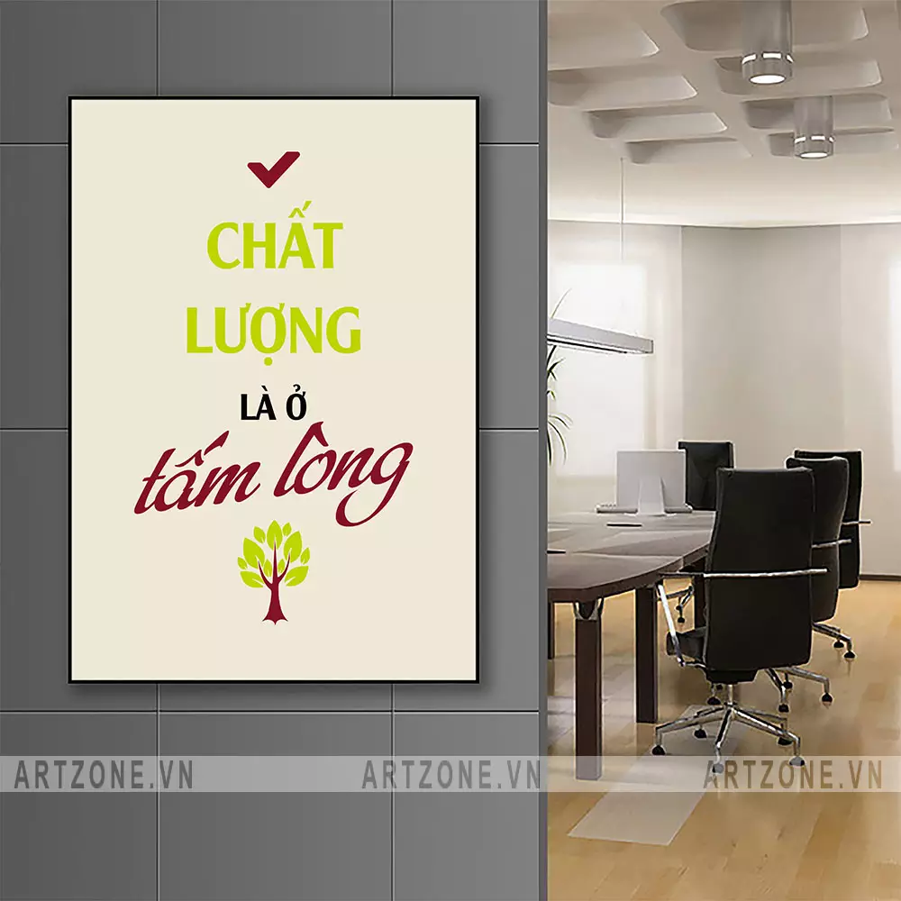 Chi tiết tranh slogan Chất Lượng Là Ở Tấm Lòng