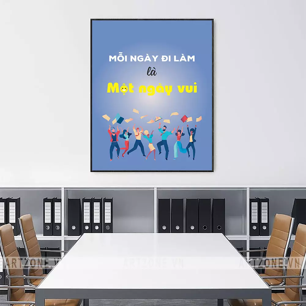 Tranh slogan AZ1-0578 khi treo cùng các tranh khác