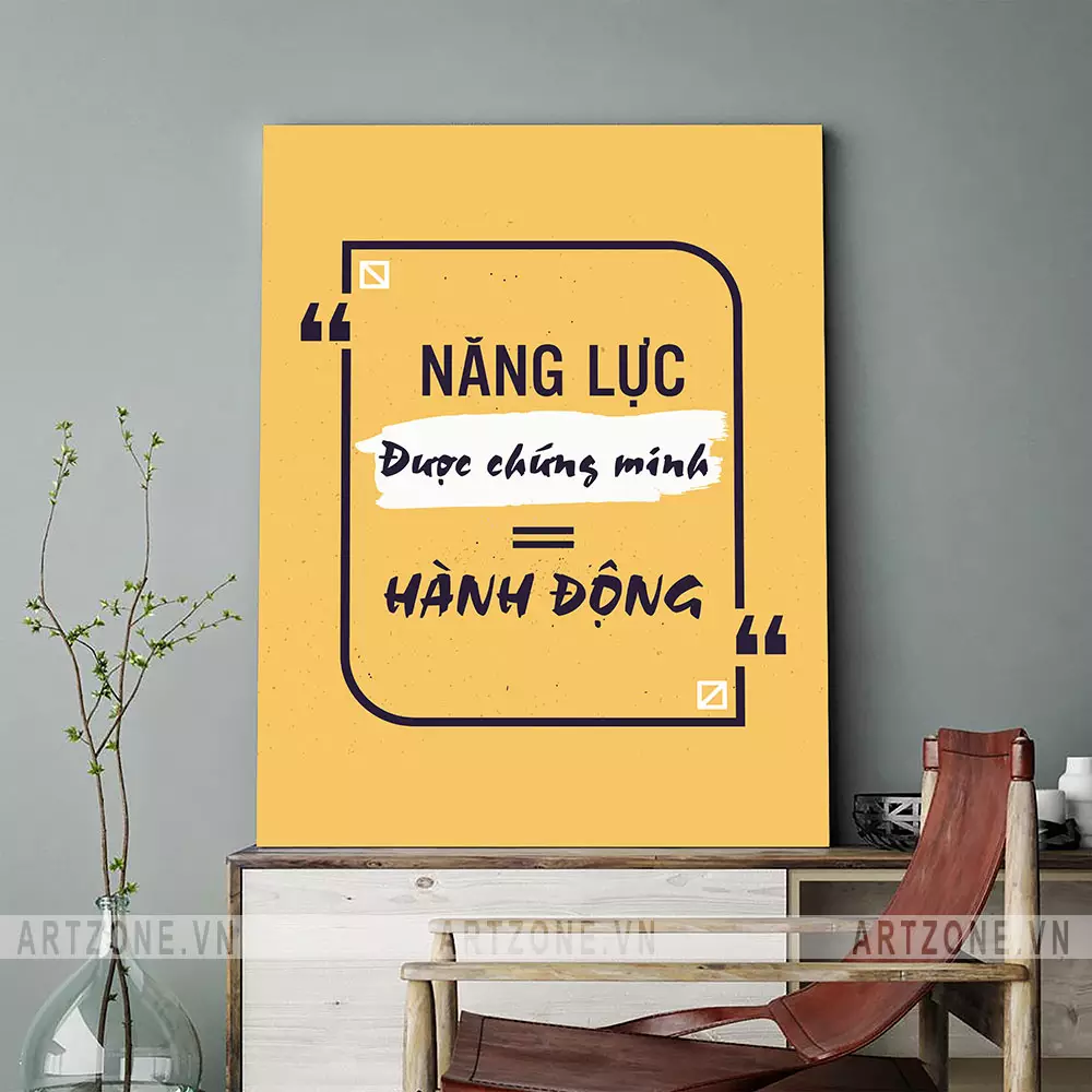 Tranh slogan Năng lực được chứng minh bằng hành động AZ1-0373
