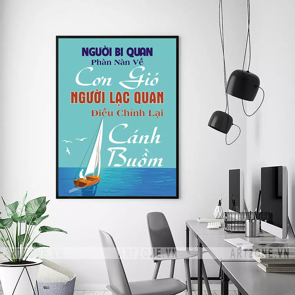 Treo tranh không cân đối với không gian