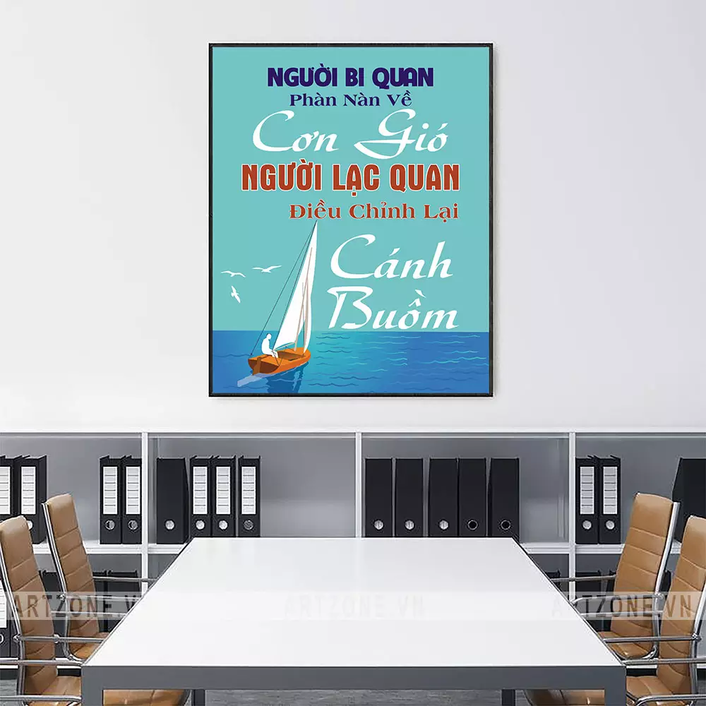 Tranh Người bi quan phàn nàn về cơn gió, người lạc quan điều chỉnh lại cánh buồm tại Tranh Cao Cấp