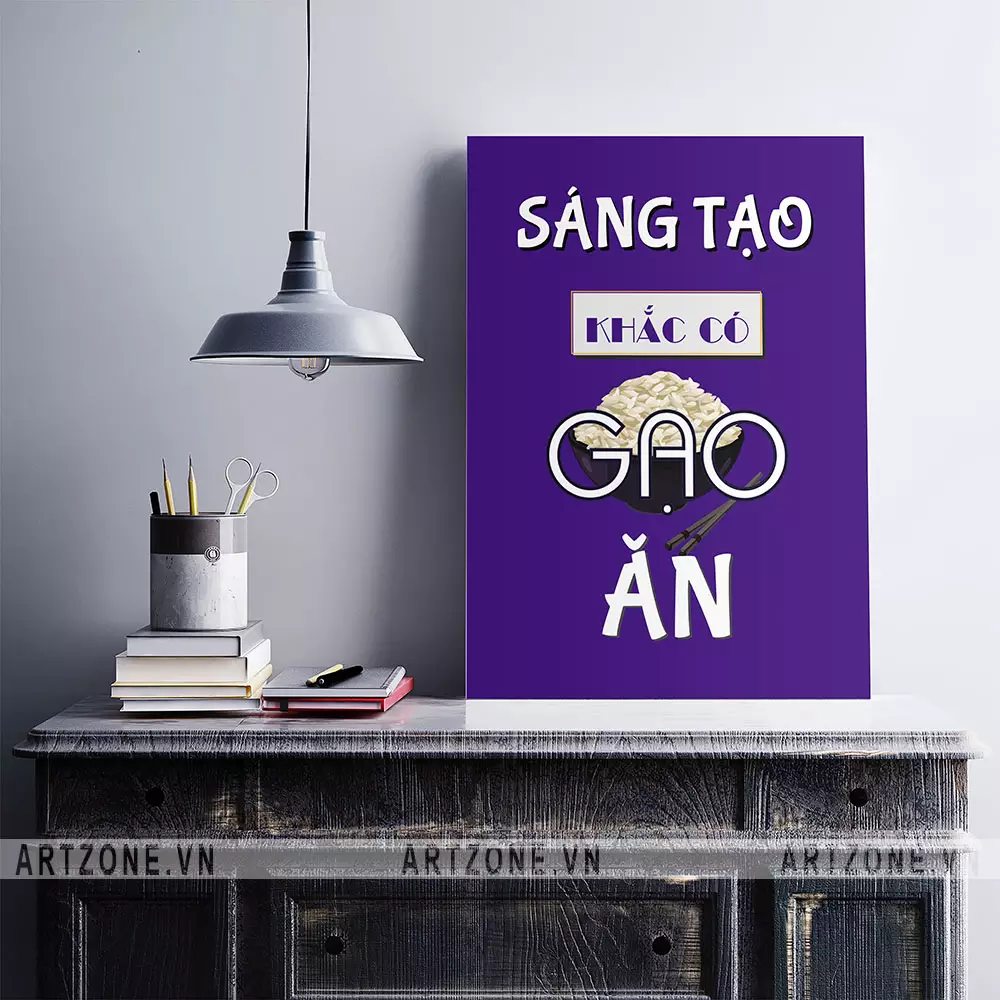 Tranh văn phòng sáng tạo khắc có gạo ăn