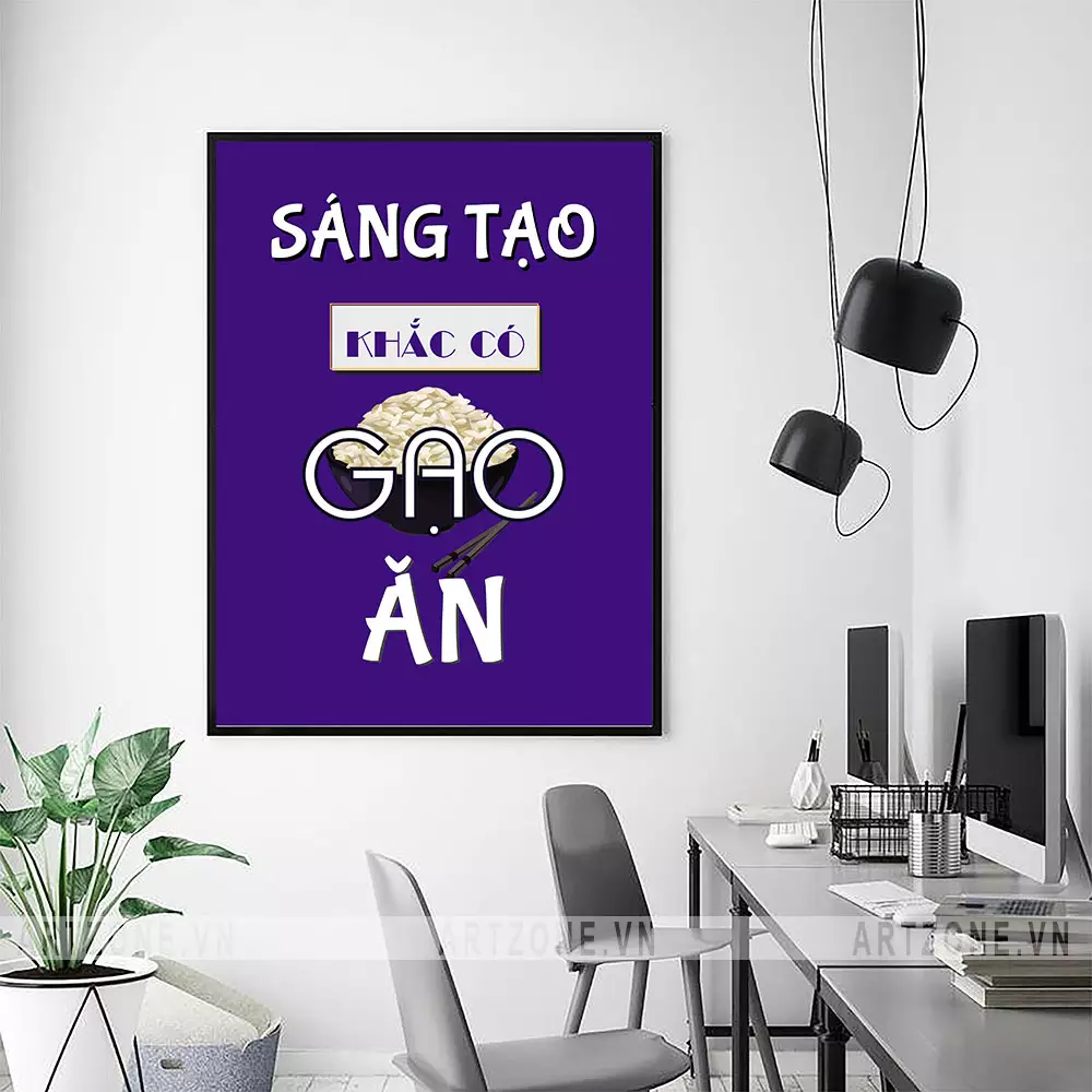 Tranh văn phòng Sáng tạo khắc có gạo ăn AZ1-0415 trong không gian làm việc