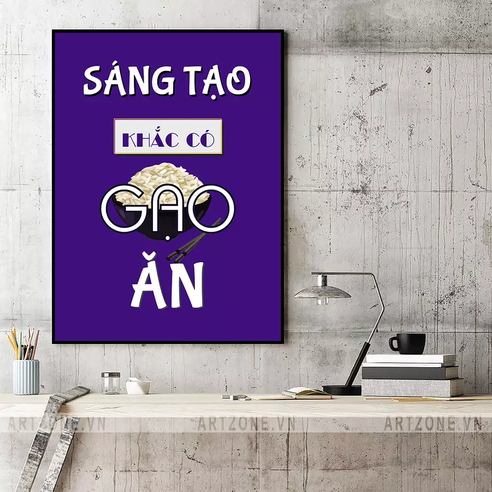 Tranh văn phòng Sáng tạo khắc có gạo ăn AZ1-0415 chất liệu cao cấp